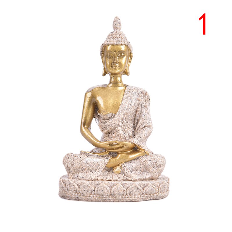 Buddha Statue Natur Sandstein Thailand Buddha Skulptur Hindu Fengshui Figur Meditation Miniatur Wohnkultur: N1