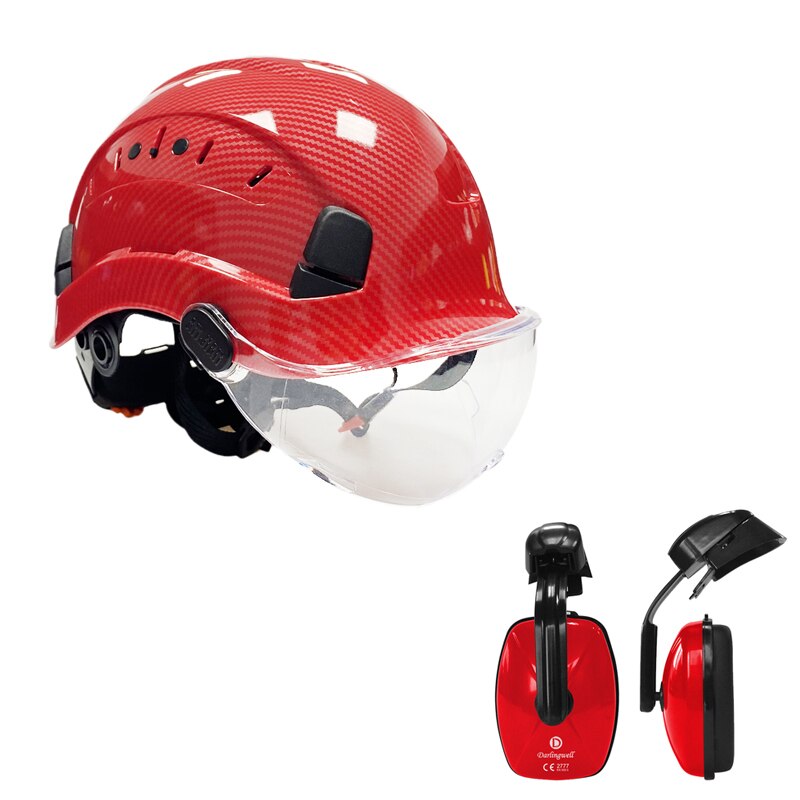 Veiligheid Helm Beschermende Harde Hoed Bril Oorbeschermer Bouw Abs Helmen Werk Cap Voor Werken Klimmen Rijden: Helmet Set F