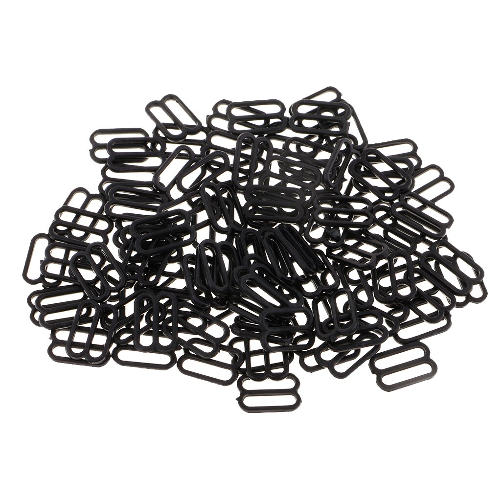 100 piezas de ajuste de ropa interior de Nylon hebilla Cierre de sujetador anillo y deslizadores accesorios de ropa interior negro: 12mm