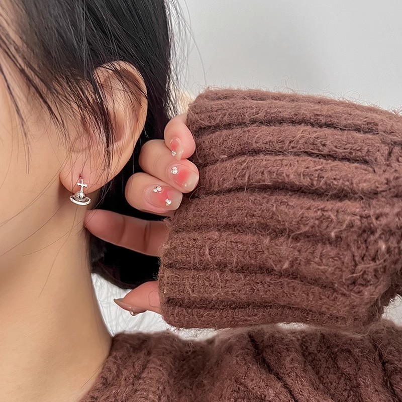 planète boucles d'oreilles femmes coréen Niche exquis oreille accessoires français rétro Simple tempérament boucles d'oreilles bijoux