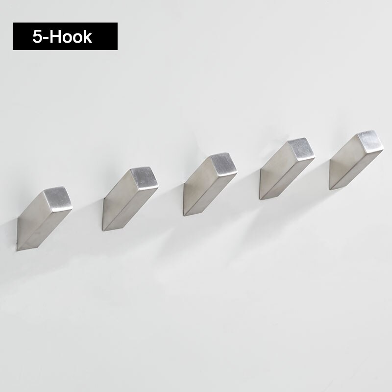 304 Stainless Steel Coat Hooks Heavy Duty Wall Mounted Vintage Single Organizer Hangers, Robe Hat Keys Rack Hat Hanger: 5-HOOKS