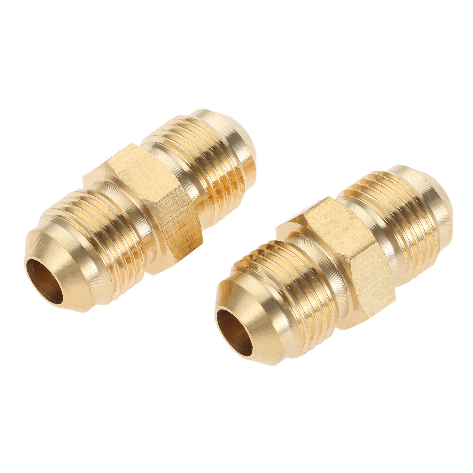 2 Pcs 3/8" Male Flare Thread Coupling Fittings Propane BBQ Grill Brass Union Adapter (3/8" Male Flare x 3/8" Male Flare)