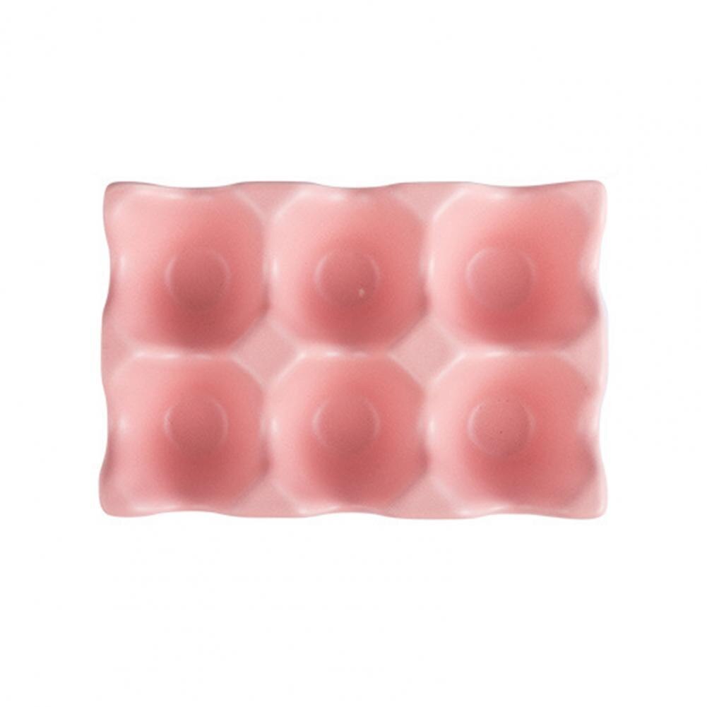6 Grids Egg Holder Ceramic Egg Tray Anti-Slip Egg Container Storage Trays Space-Saving Egg Storage Box Refrigerator Organizer: Pink
