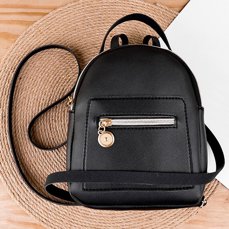 Brand Women Backpack Mini Soft Touch Multi-Function Small Backpack Female Ladies Shoulder Bag Girl Purse Black: black