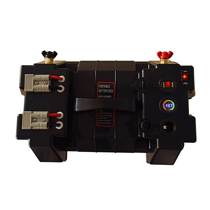 PORTABLE STORAGE BATTERY BOX WITH USB CHARGER & 12V SOCKET & VOLTMETER