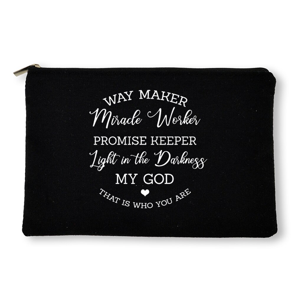 Miłość jezus kosmetyczki torba dla kobiet rozmiar podróży makijaż torebka na suwak torebka płótno ołówek szminka torba mój bóg Christian: W17154-TBBK-D