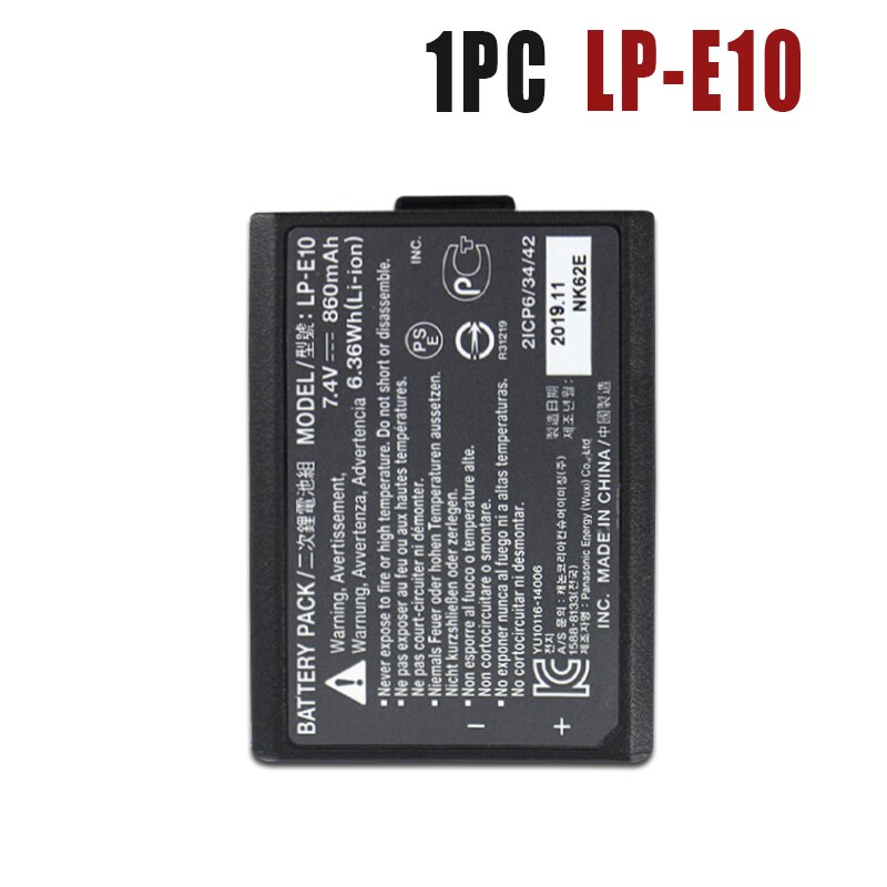 1-10 kpl 7.4v 860 mah lp -e10 lp e10 lpe 10 kameran akku canon eos 1100d 1200d 1300d 1500d 3000d kiss  x50 x70 x80 rebel  t3 t5: 1pc