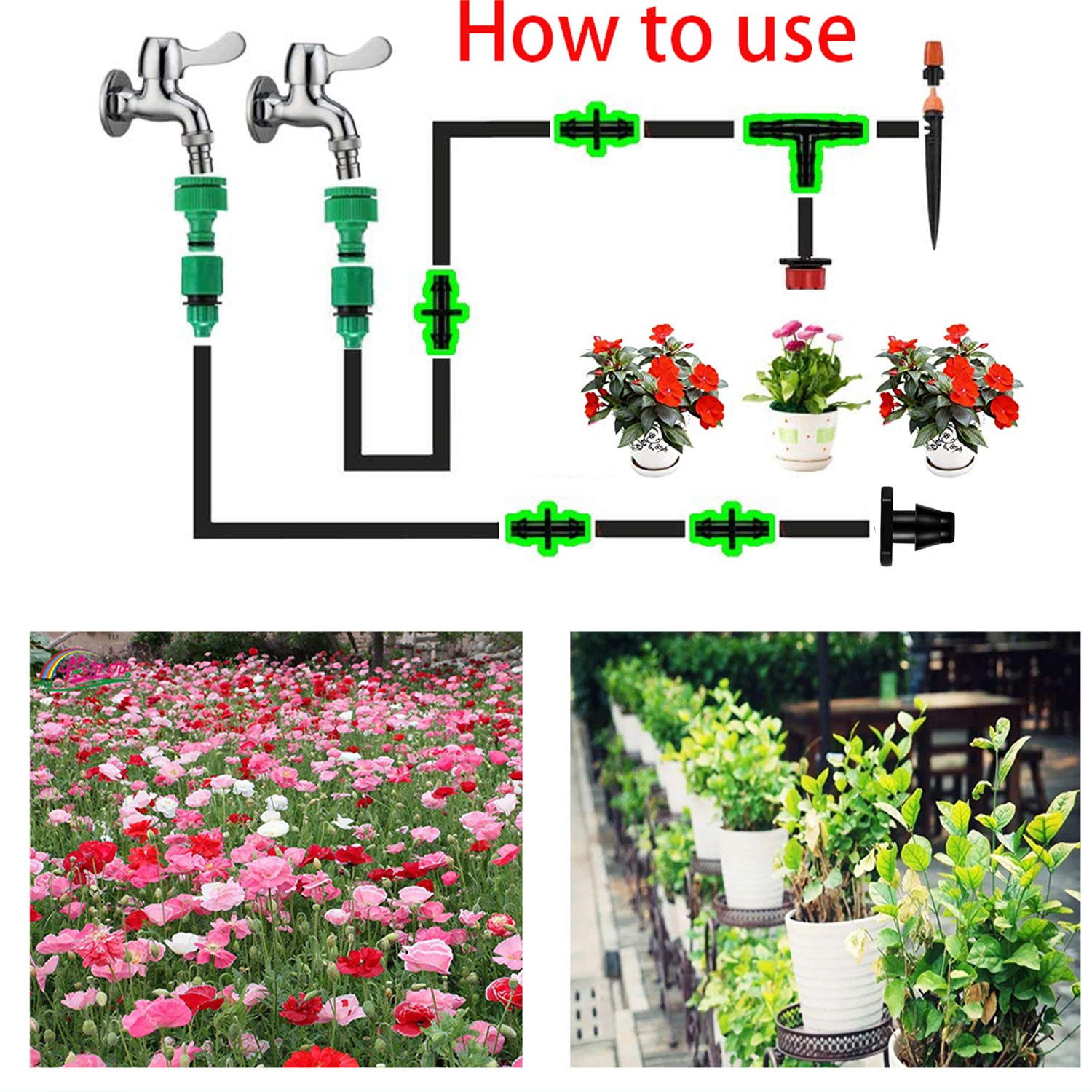 50pcs Barbed Connectors Irrigation Fittings Drip Irrigation Barbed Connectors 4/7mm Tubing Fittings for Flower Pot Garden Lawn