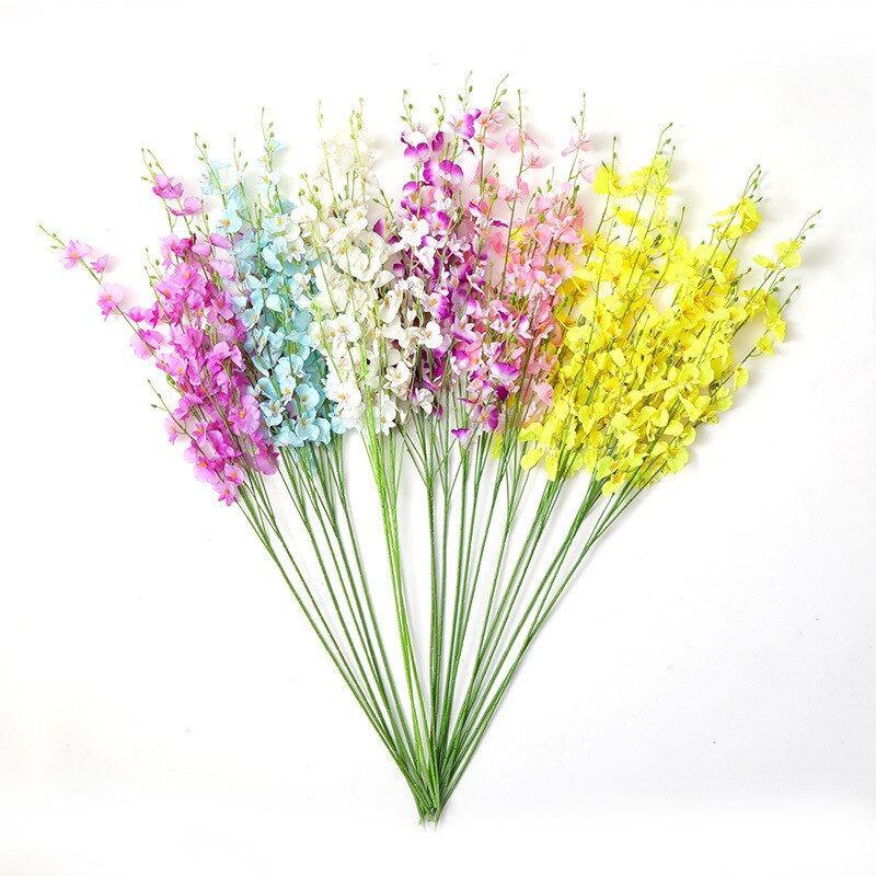 Yellow Dancing Orchid Artificial Flowers Wedding Home Flower Arrangement Crafts Vases Decoration Phalaenopsis Diy Potted Plants