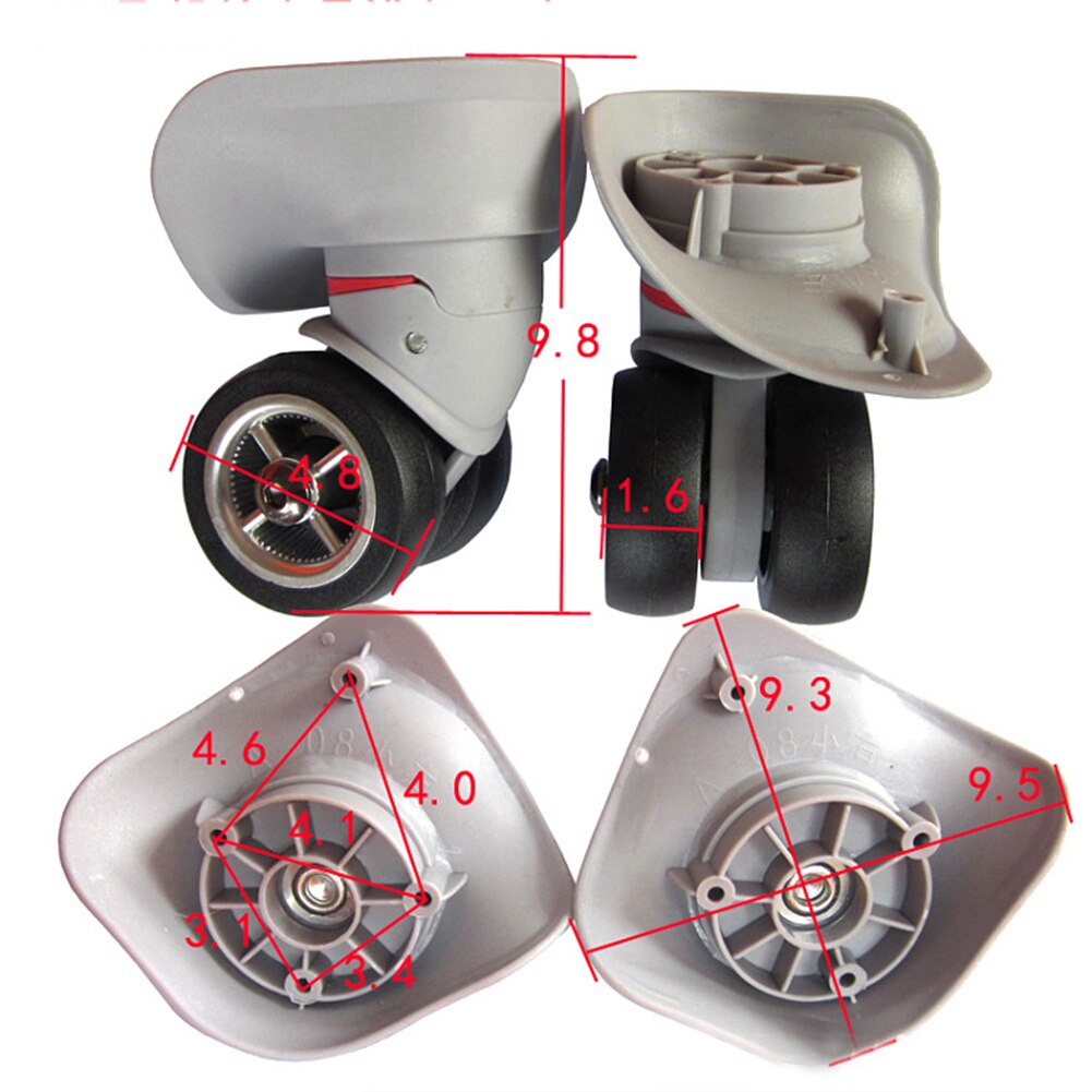 1 par 360 graders udskiftning af bagagehjul gummikuffertreparationsvogntaske rejsebagage venstre og højre hjul