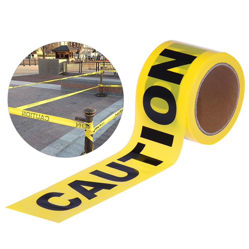7Cm * 100M Roll Geel Voorzichtigheid Tape Voor Veiligheid Barrière Voor Politie Barricade Voor Aannemers Openbare Werkt Veiligheid