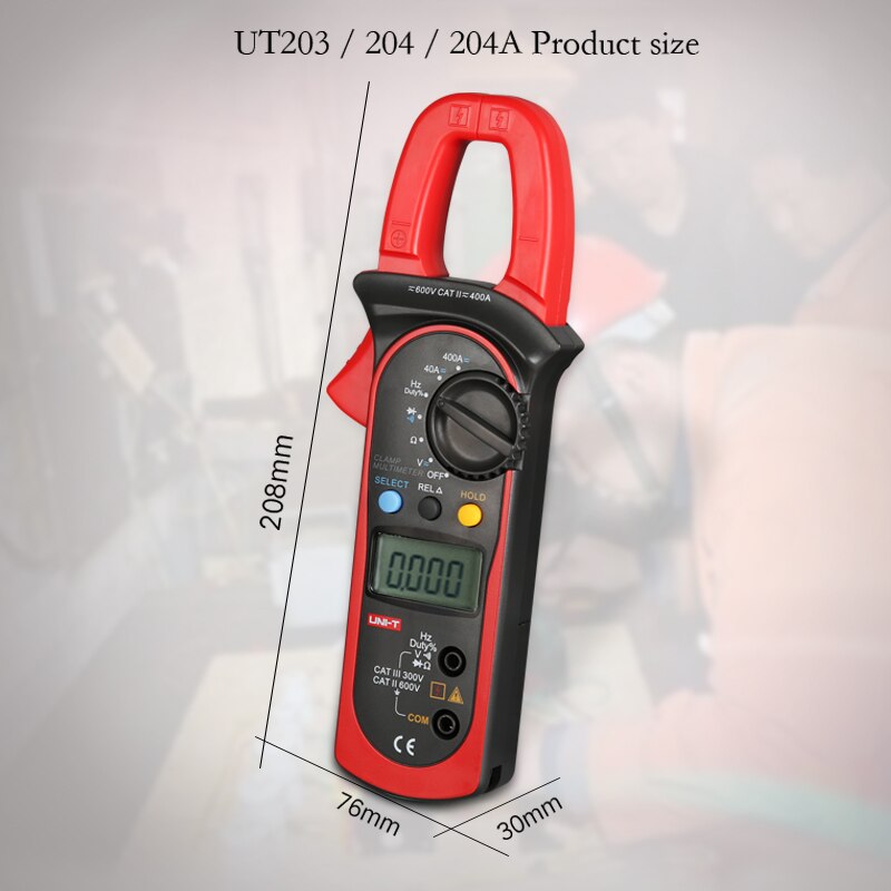 UT203 400-600A Digitale Stroomtang DC Spanning AC DC Weerstand Capaciteit Frequentie Temperatuur Connectiviteit Diode