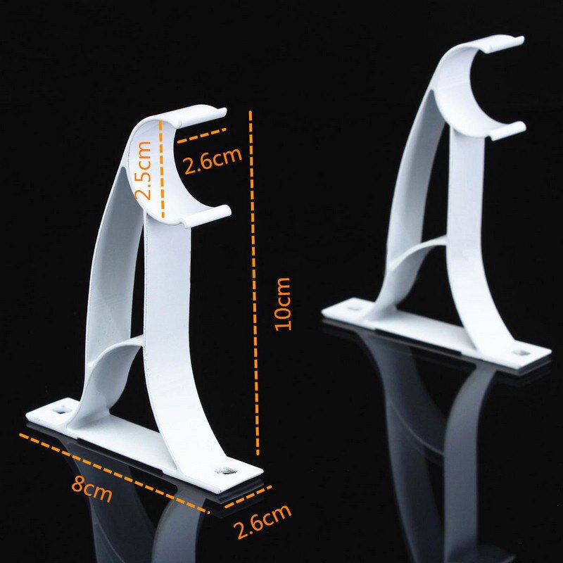 1Pair Aluminum Curtain Rod Bracket Support for Curtains Sticks Without Drilling Fixtures Rod Bracket White