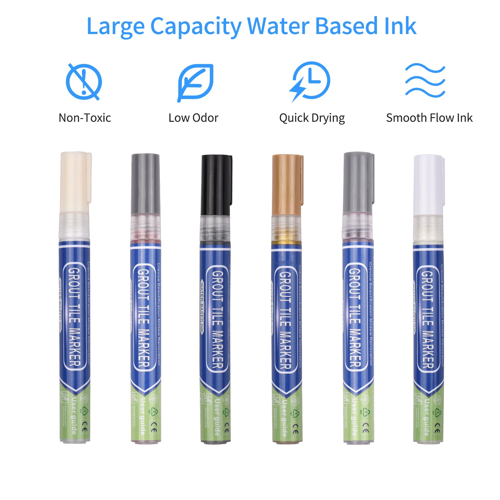 Grout Pen Water Based Tile Grout Paint Pen Renew Repair Marker Tile Gap Line Coating with Replacement Tip Waterproof