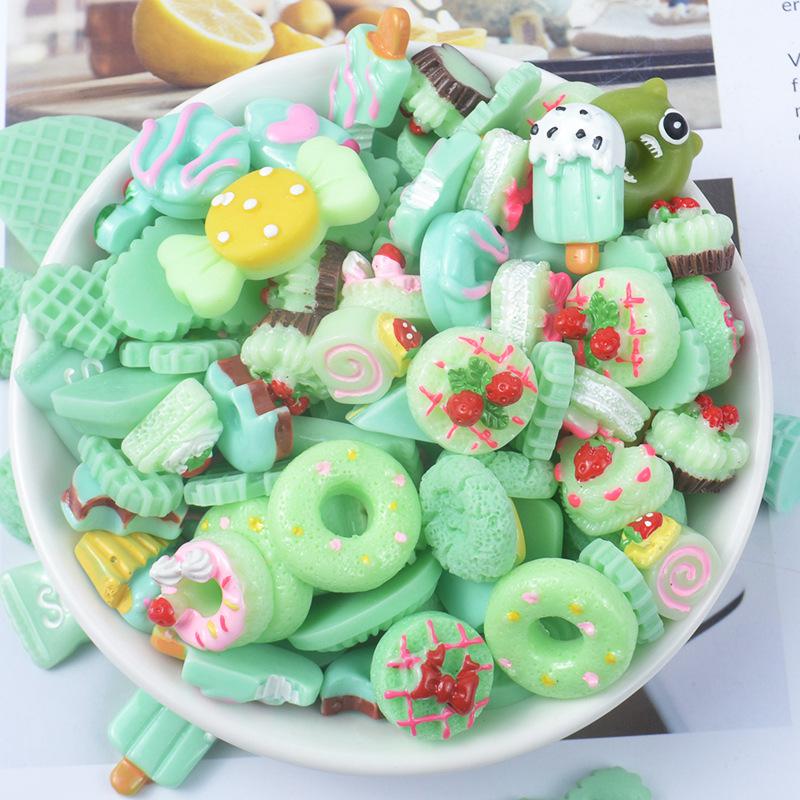 DIY Chocolate Sprinkles Charms For Slime Polymer Filler Addition Slime Accessories Toys Lizun Modeling Clay Kit For kids: 10 Pcs Green