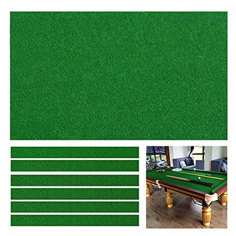 Billiard Cloth Green Pool Table Felt with 6 Cloth Strips for Table Replacement Felt Cover