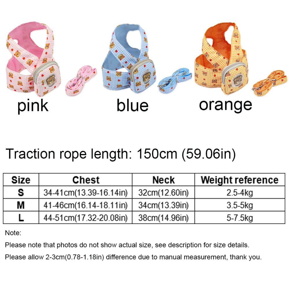 Sangle de poitrine réglable pour chien de dessin animé, sac à dos respirant, sac de collations pour animaux de compagnie ours avec ULde traction