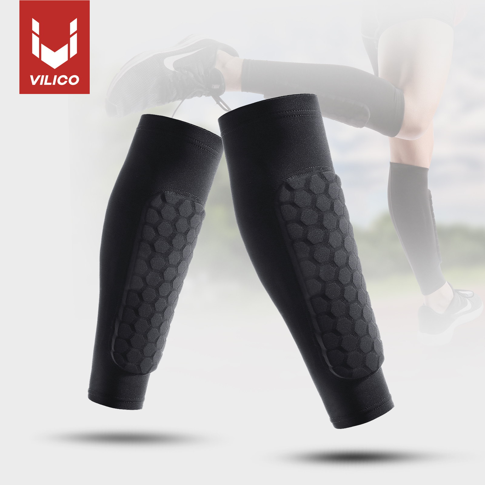 Manchons de jambe protège-tibia antichoc nid d'abeille Nylon Support chaussette protège-tibia équipement de football boucliers de football Legging de sport