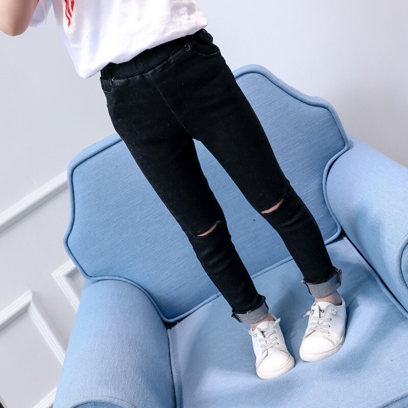4 5 6 7 8 9 10 11 12 13 jahre Zerrissene Jeans Für Mädchen Jugendliche Frühling Dünne freundlicher Denim Schlauch Beiläufige Dünne Jugendliche Hosen