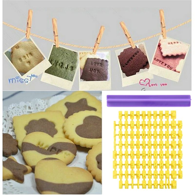 Alfabet Nummer Brief Impress Set Cookie Koekje Stempel Embosser Snijder Taart Fondant Diy Mallen