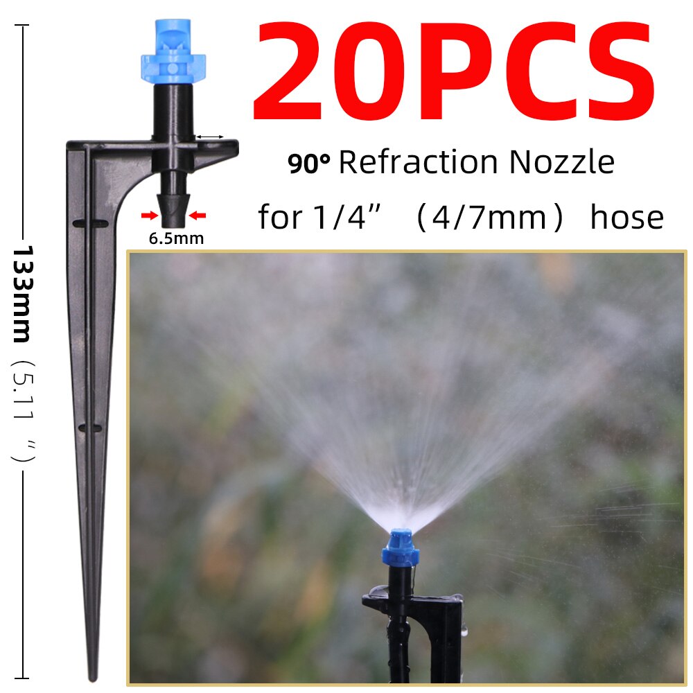 Boquilla de nebulización de 90/180/360 grados, Estaca de 13cm, rociador de riego de jardín de púa de 1/4 pulgadas, riego por goteo, agricultura, rociador de granja: Ax20pcs