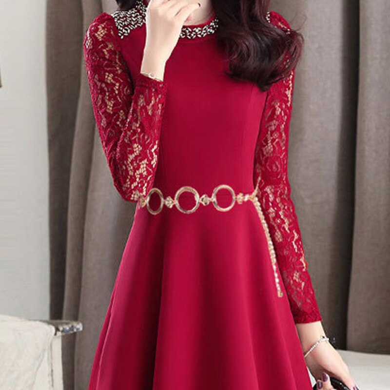 Gold Ring Chain Belt Metal Female Round Alloy Women Circle Waist Dress Belts