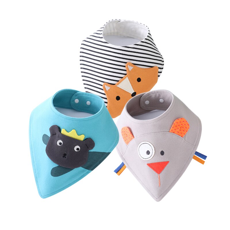 1/3 stuks baby katoenen bandana slabbetjes jongen meisje babador voedingsschort baby boerdoeken cartoon speeksel handdoek winter sjaal babyspullen: Blauwgrijze set