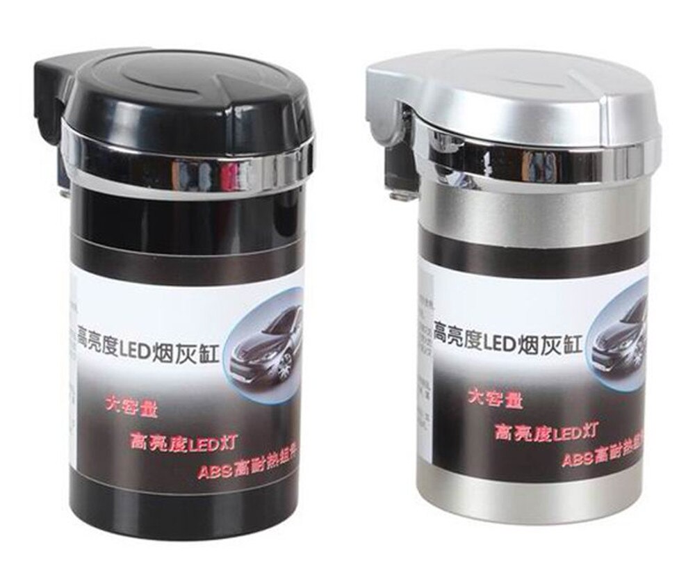 Auto Aschenbecher beleuchtet Mit LED Licht Asche Zinn Trinken Halfter Telefon Halfter Tasse Halfter Aschenbecher Schwarz und silber