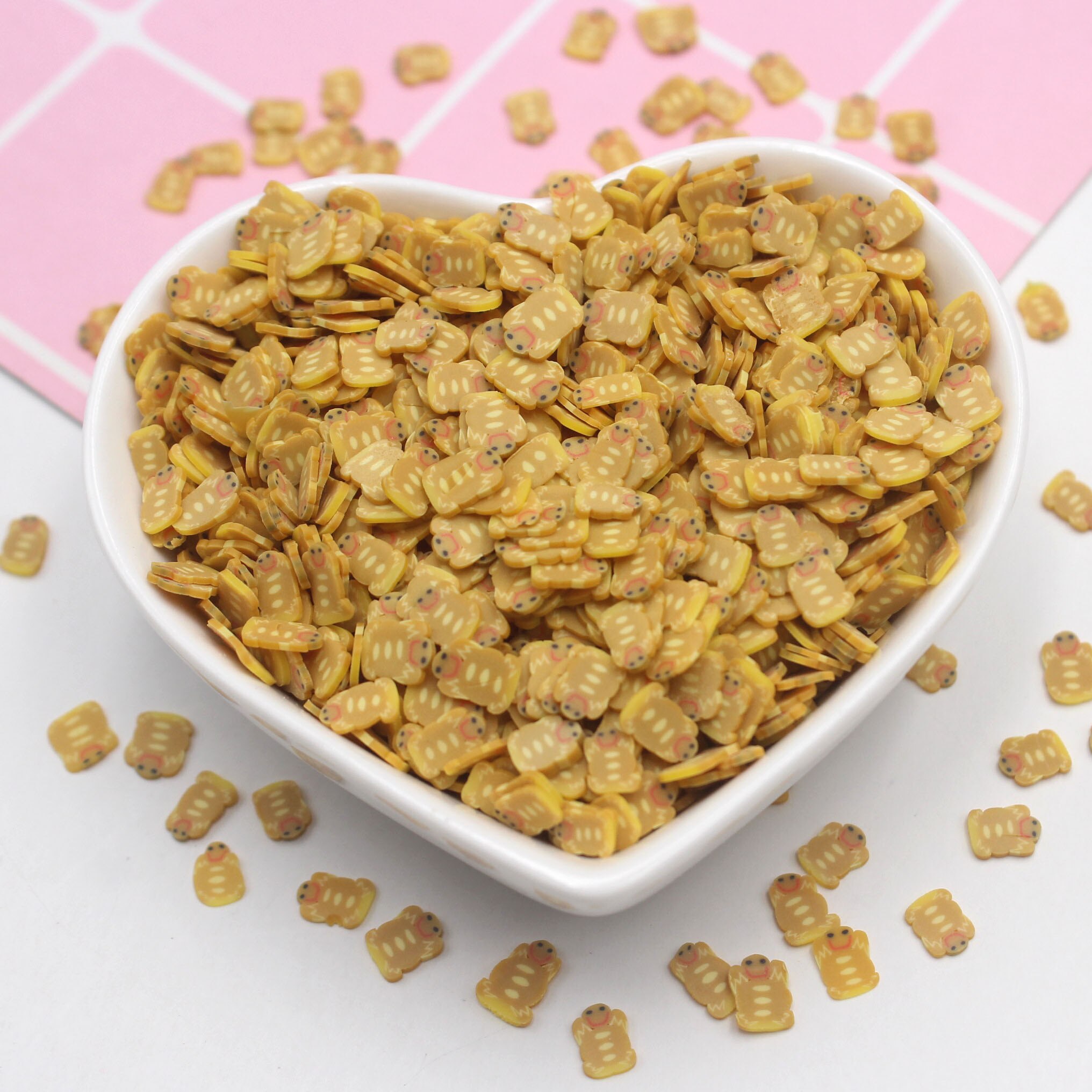 100g/Lot 5mm Gingerbread Man Polymer Clay Slices Christmas Themed Sprinkles for DIY Crafts