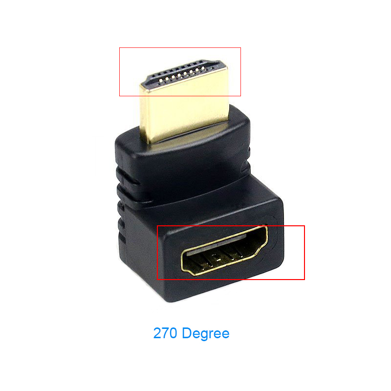 HDMI-compatível macho para HDMI-compatível adaptador fêmea, Extender Converter for HDTV, 90 graus, ângulo de 270 graus: Vermelho / 2 m