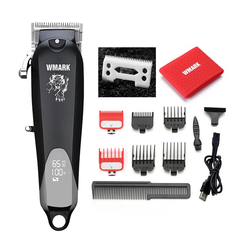 WMARK – tondeuse à cheveux professionnelle sans fil rouge NG-103B, avec affichage LED de la capacité de la batterie, tondeuse à cheveux, levier de coupe réglable: 103B Set 1