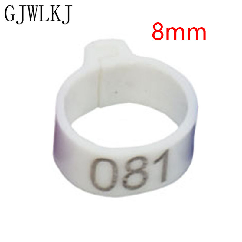 100 stks 8mmto10mm Digitale Markup Vogel Clip Ring Vogel Identificatie Tool 10 Kleur No.1-100 Duif Voet Ringen Huisdier levert: 8mmwhite