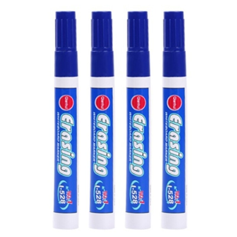 Rotuladores borrables de pizarra blanca para niños, bolígrafos de vidrio para dibujo, oficina, Reunión, escuela y profesores, varios colores, 4 unidades: Blue