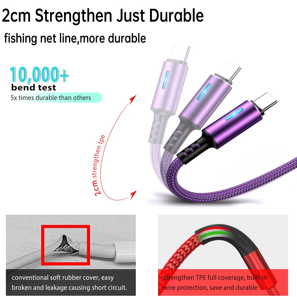 Micro Usb Kabel 3A Snelle Oplaadkabel Lange Voor Samsung Galaxy A11 J7 Tab Een Android Microusb Cabel charger Cord Cavo