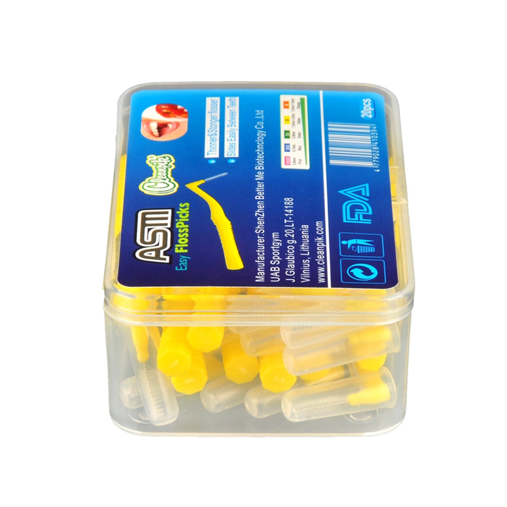 Lote de 20 unidades de brochas interdentales delgadas, cepillos Dentales con cabezal de hilo Dental suave, cepillo de higiene Dental y de cuidado bucal