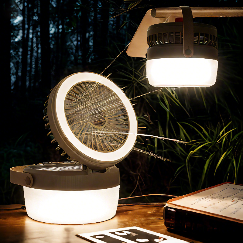 4 lichtmodi Outdoor zonne-ventilator Lantaarn Campingverlichting 2-in-1 met ophangen voor stroomuitval Noodoverleving Reisavontuur