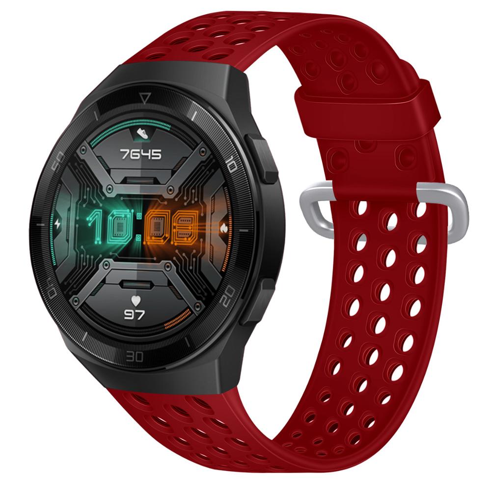 22mm armbånd silikon pustende reim huawei klokke  gt 2e bånd for huawei  gt2 46mm klokke rem erstatning armbånd tilbehør: Rød / For huawei  gt 2e