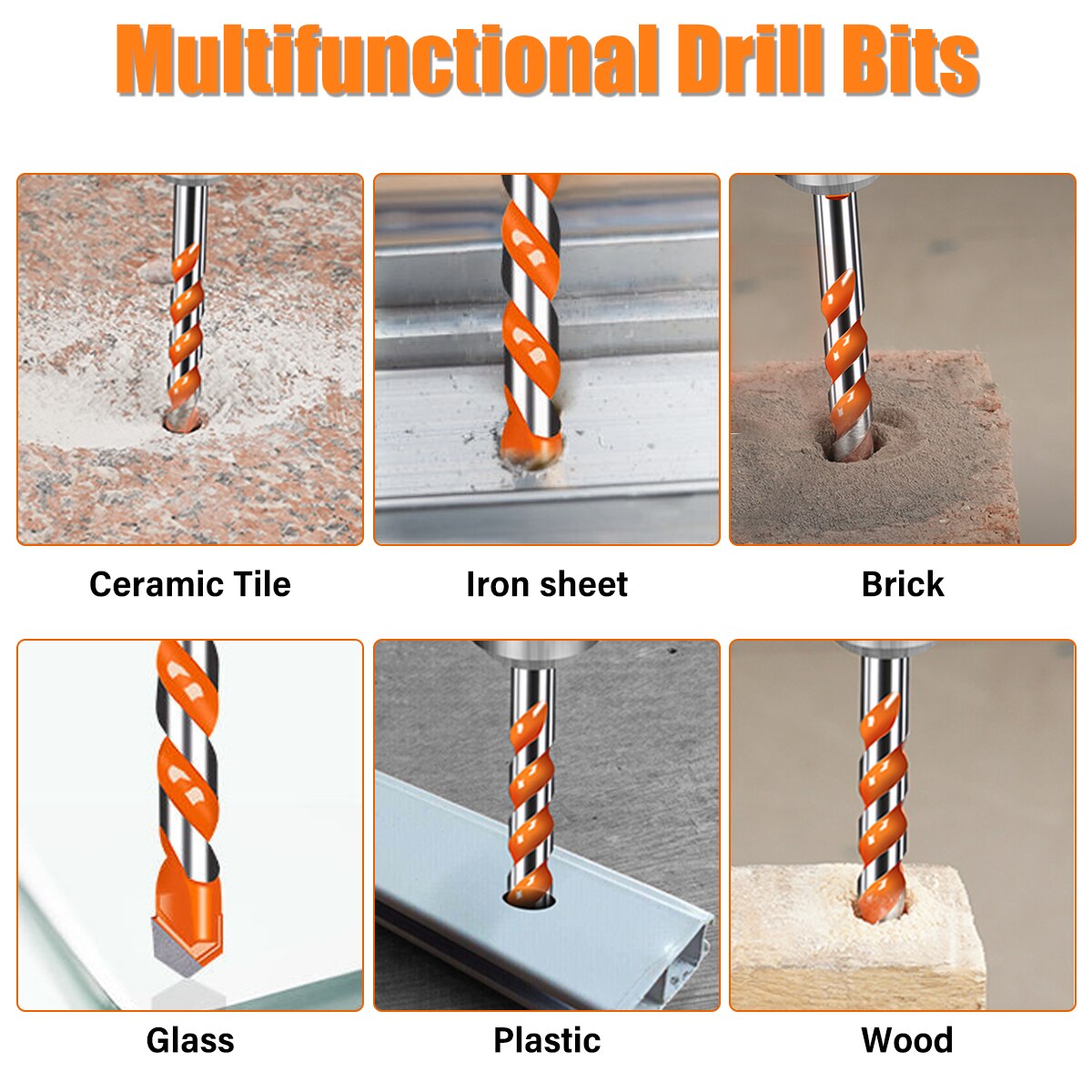 5 Pcs Ultimate Brill Bits Multi-Material Triangle Drill Bit Diamond Set for Tile Concrete Brick Glass Plastic Wood Stone