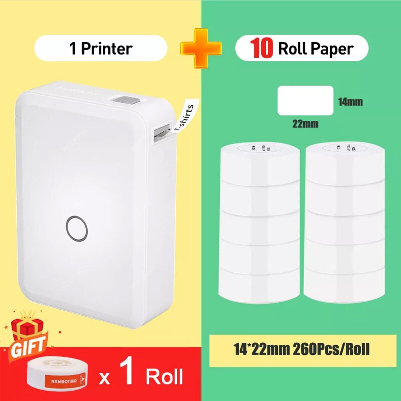 Niimbot D110 Label Printer Cable Label Maker Wireless Printer Tape Included Multiple Templates Available for Phone Office Home: D110 with 10 Labels