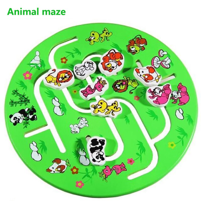 202 Educational Early Learning Slide Puzzle Kids Wooden Toys For Children Labyrinth Animal/Fruit/Number-body-match Maze