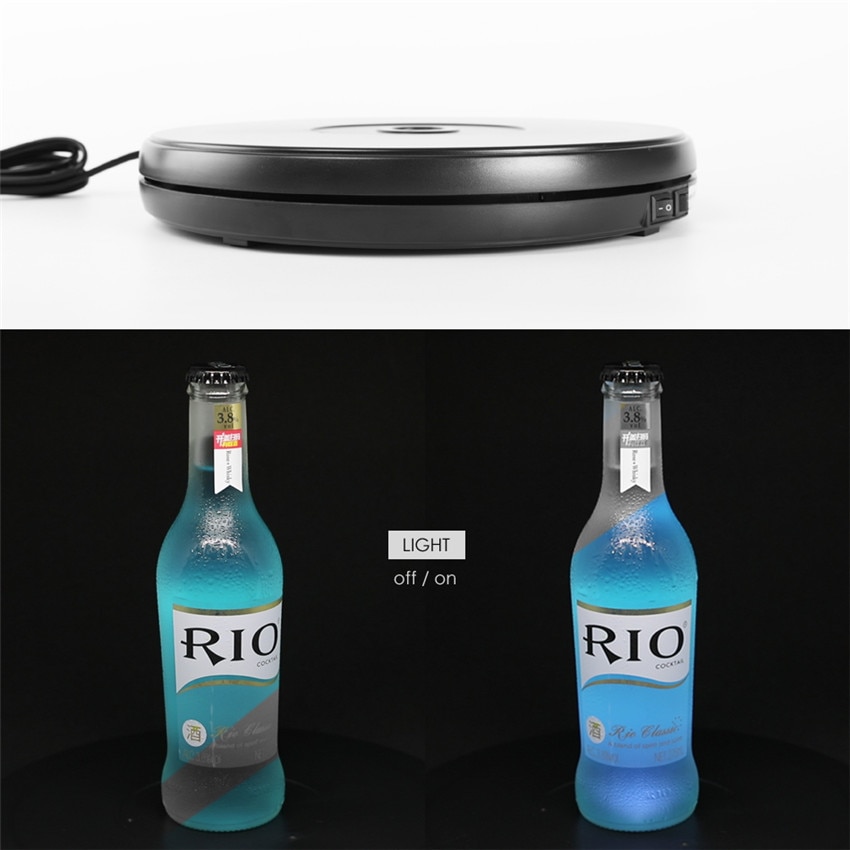 Photo 360 Degree Electric Rotating Turntable 10" 25cm Led Light Black White for Photography Studio, Max Load 10kg, 220V / 110V