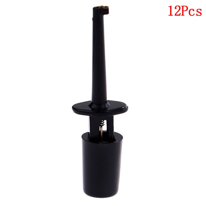 10/12 stuks mini enkele testhaakclip testsonde voor elektronische test ic-grijper grote ronde krokodillenklem haaktestclip: Zwart 12 stuks