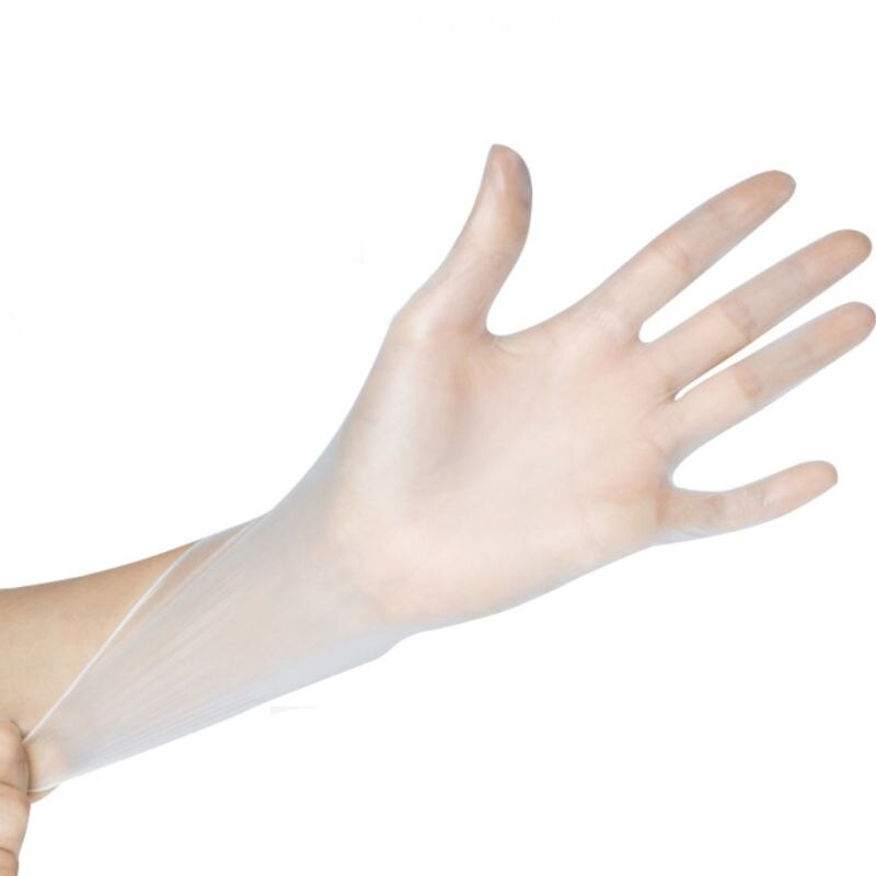 100Pcs Wegwerp Pvc Handschoenen Beschermende Dikke Transparante Plastic Veiligheid Wanten 3XUC