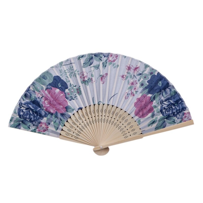 Carnival Festival Hand Stain Fan Large Folding Fan Printing Kung Fu Fan Satin Bamboo Bone Fan Wedding Dance Supplies#11: RY0413I