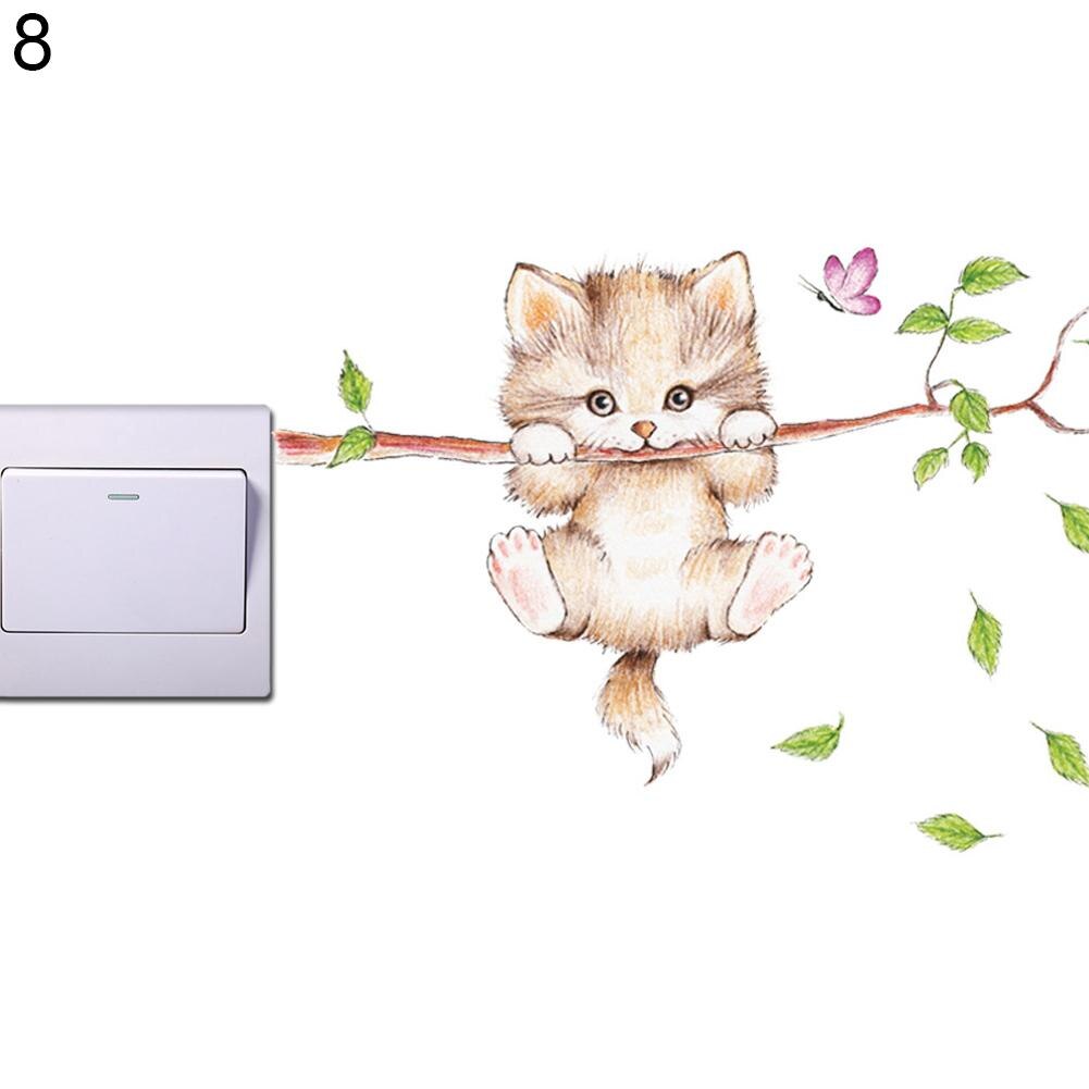 Very cute 3D Cat and Dog Switch stickers PVC Removable Wall Sticker Vinyl for Bedroom living room Home Decor Decals Socket paste