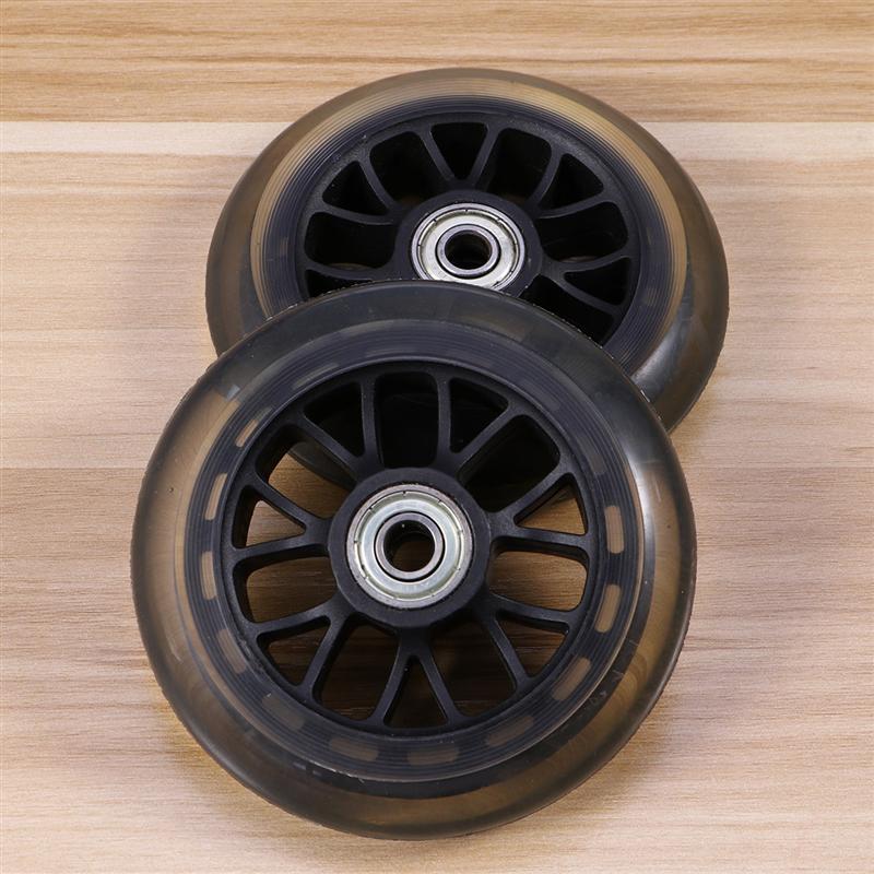 1 Pair 100mm Scooter Wheels Mute Replacement Wheels For Luggage Suitcase Baby Swing Car (Black)