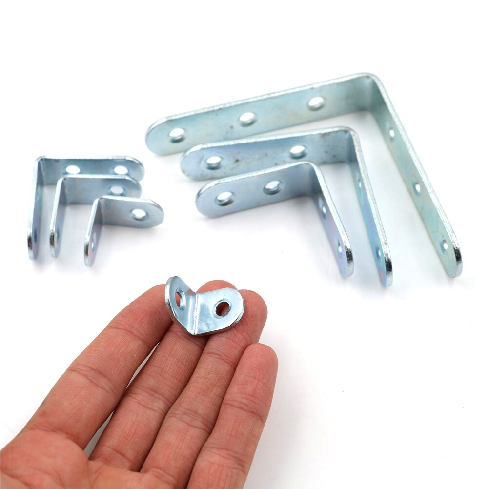 10pcs Stainless Steel Right Angle Bracket Corner Brace Joint Shelf Support L Shape 7 Sizes