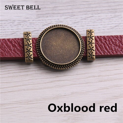 5pc PU Bracelets Bangles Base Setting Cuff Blank Trays Brazel fit 18mm Glass Cameo Dome Cabochon DIY Jewelry Findings D6442: Oxblood red 1