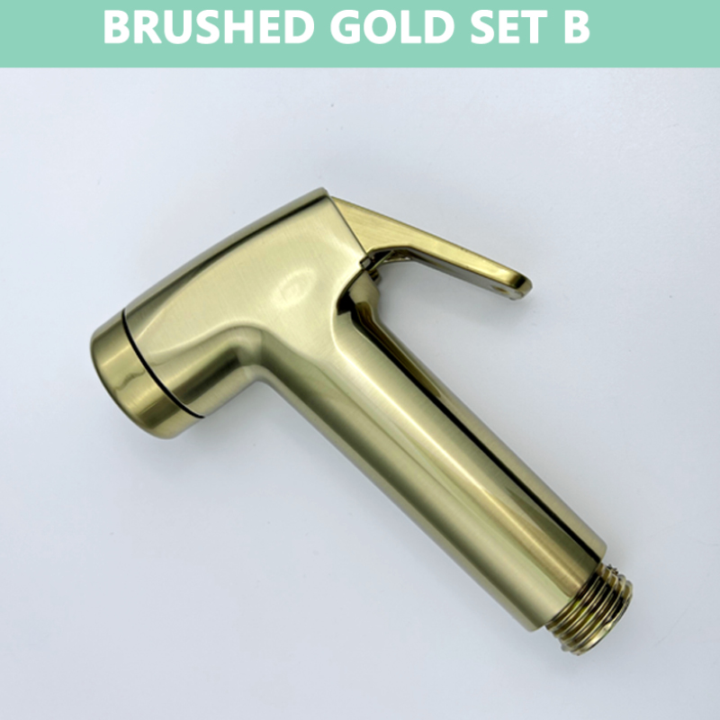 Bidet Sprayer ABS Matt Black Gold Grey Sprayer Toilet Fittings High Pressure Cleaning Shattaff Chrome: B Gold