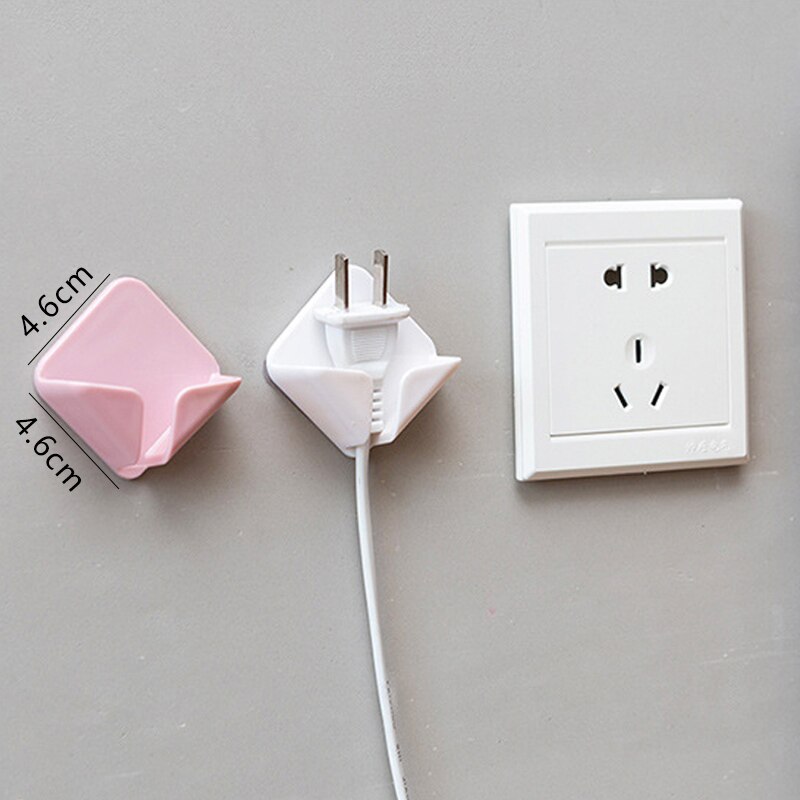 2pcs/lot Nail-free Power Cord Storage Rack Wall Storage Hooks Kitchen Plug Hook Adhesive Hooks Power Plug Socket Hanger Holder